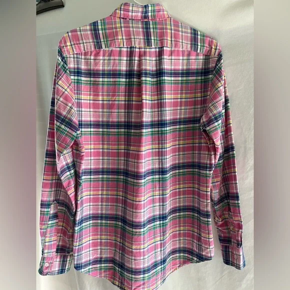 Ralph Lauren Polo Pink Plaid Long Sleeved Button Up Shirt Size Medium - Picture 4 of 11